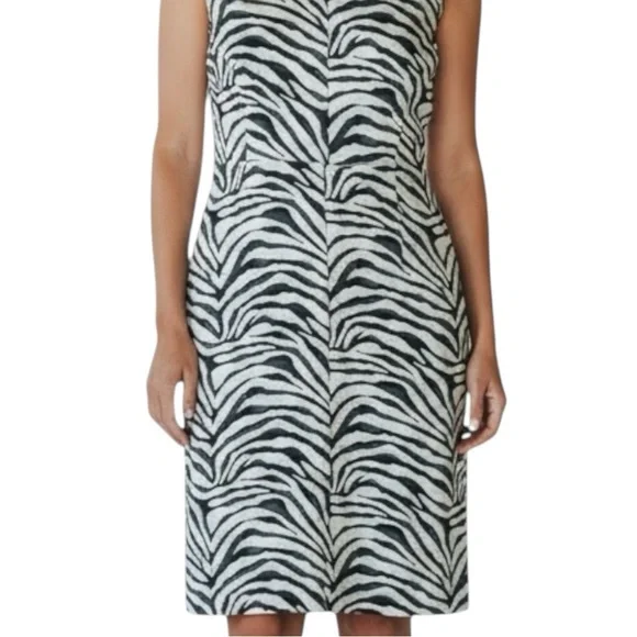 BANANA REPUBLIC Zebra Print Sleeveless Mini Sheath Dress in Black/Gold Size 4 - Picture 3 of 11